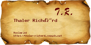 Thaler Richárd névjegykártya